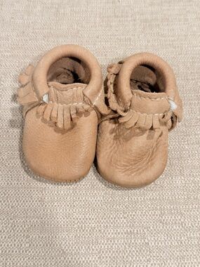 Freshly Picked Tan Fringe Baby Moccasins